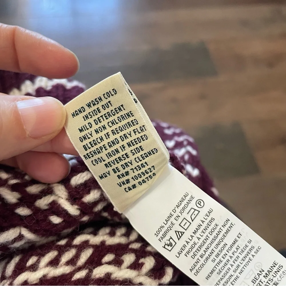 LL Bean Women's Bean's Classic Ragg Wool Sweater Crewneck Bird's-Eye L - Picture 9 of 9